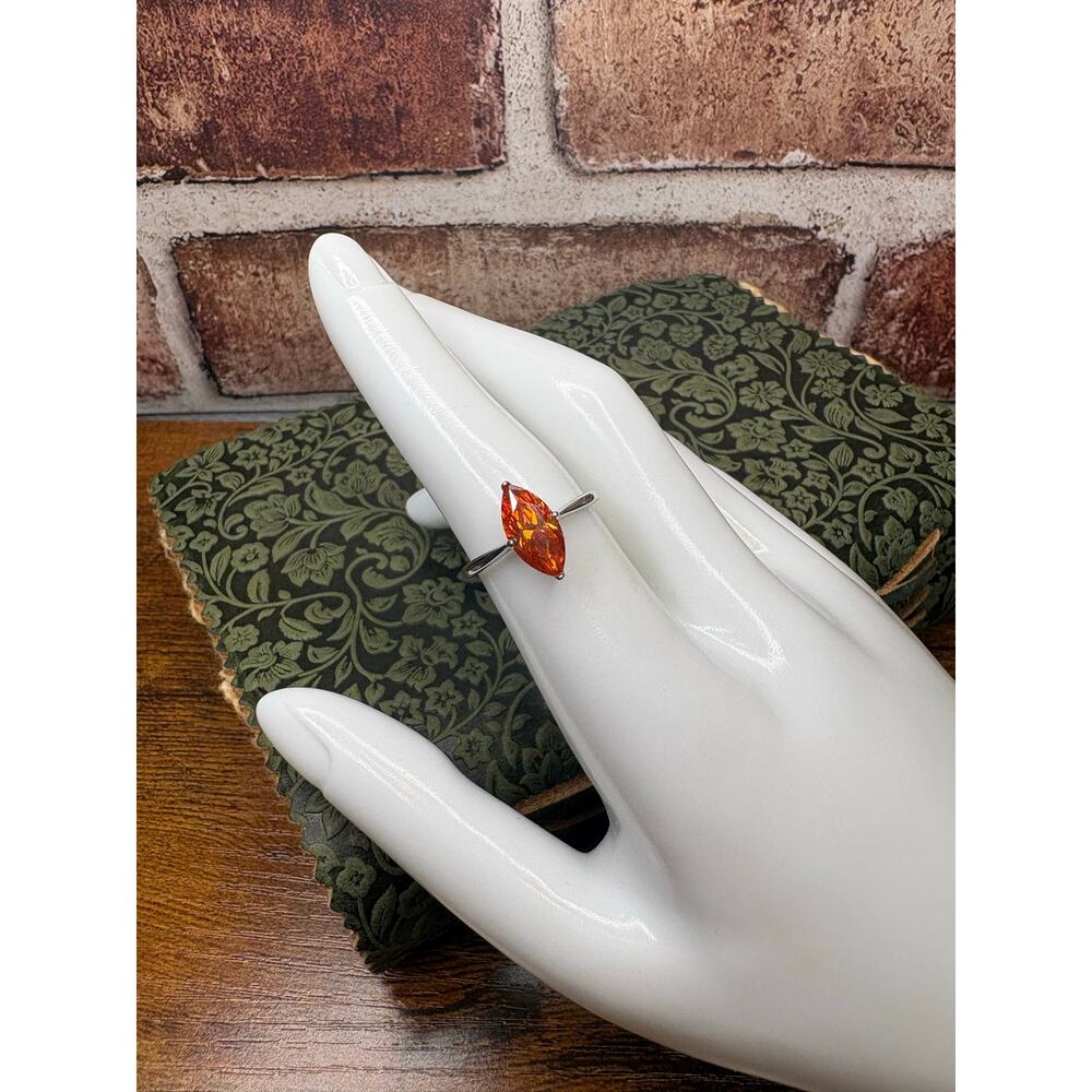 2 Carat Marquis Cut Orange Moissanite Ring 925 Sterling Silver